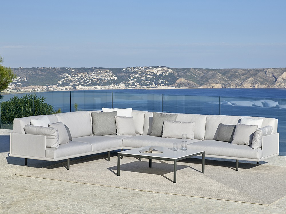 Mesa de centro para salón exterior cuadrada de aluminio y hpl o porcelánico Long Island Point  - 3