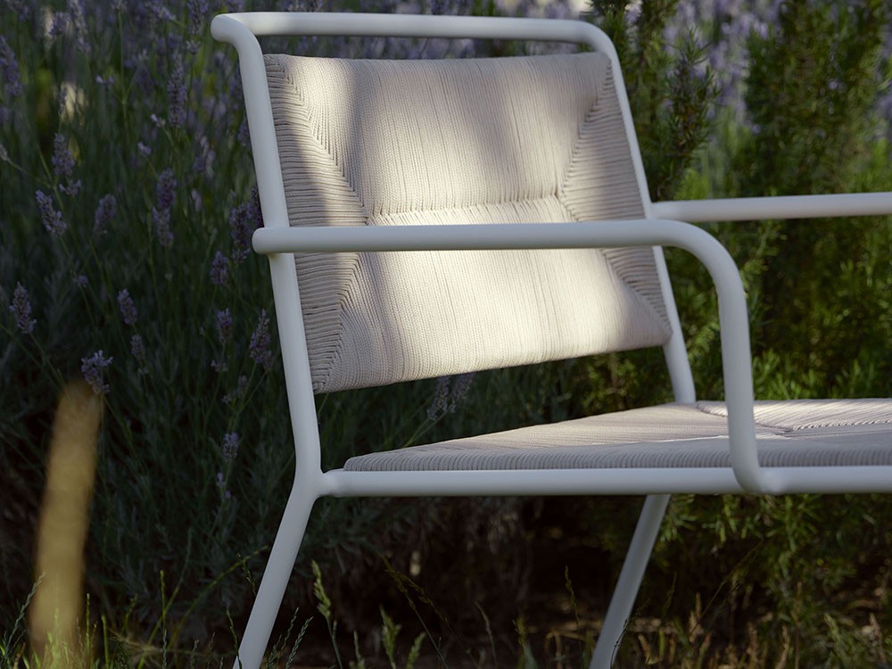 Sillón club apilable para salón exterior de aluminio y cuerda trenzada Summer de Point - 8