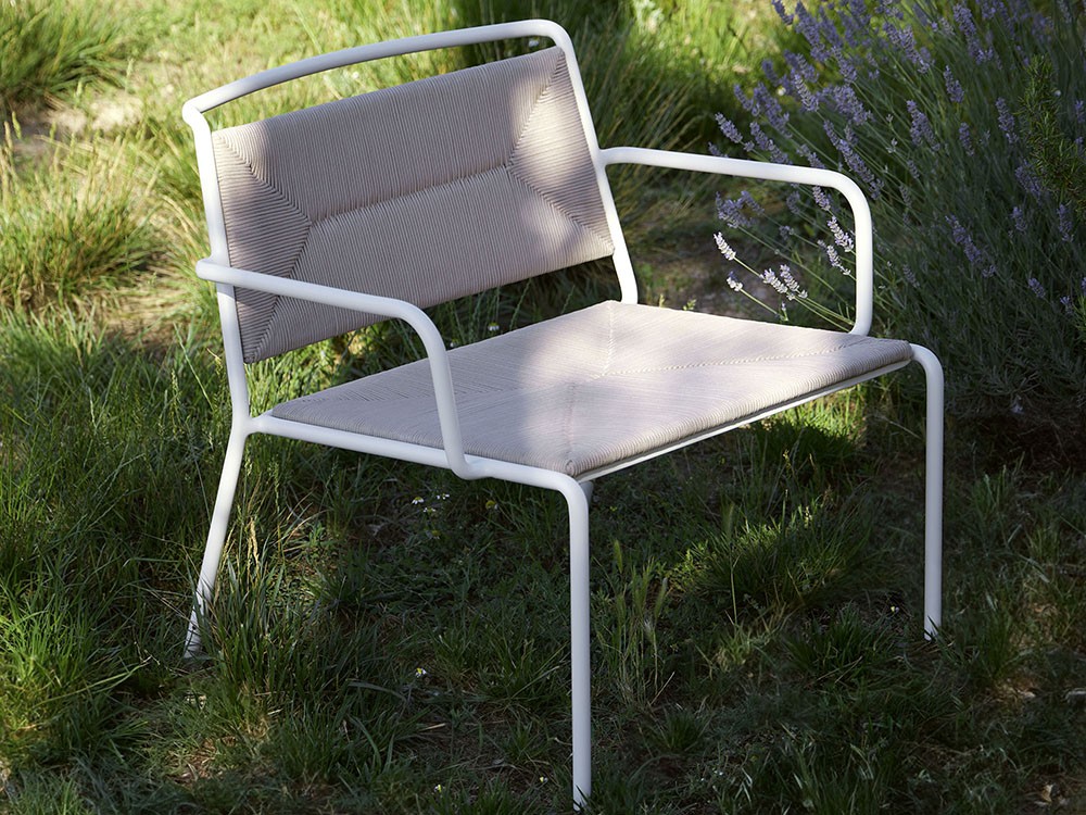 Sillón club apilable para salón exterior de aluminio y cuerda trenzada Summer de Point - 5