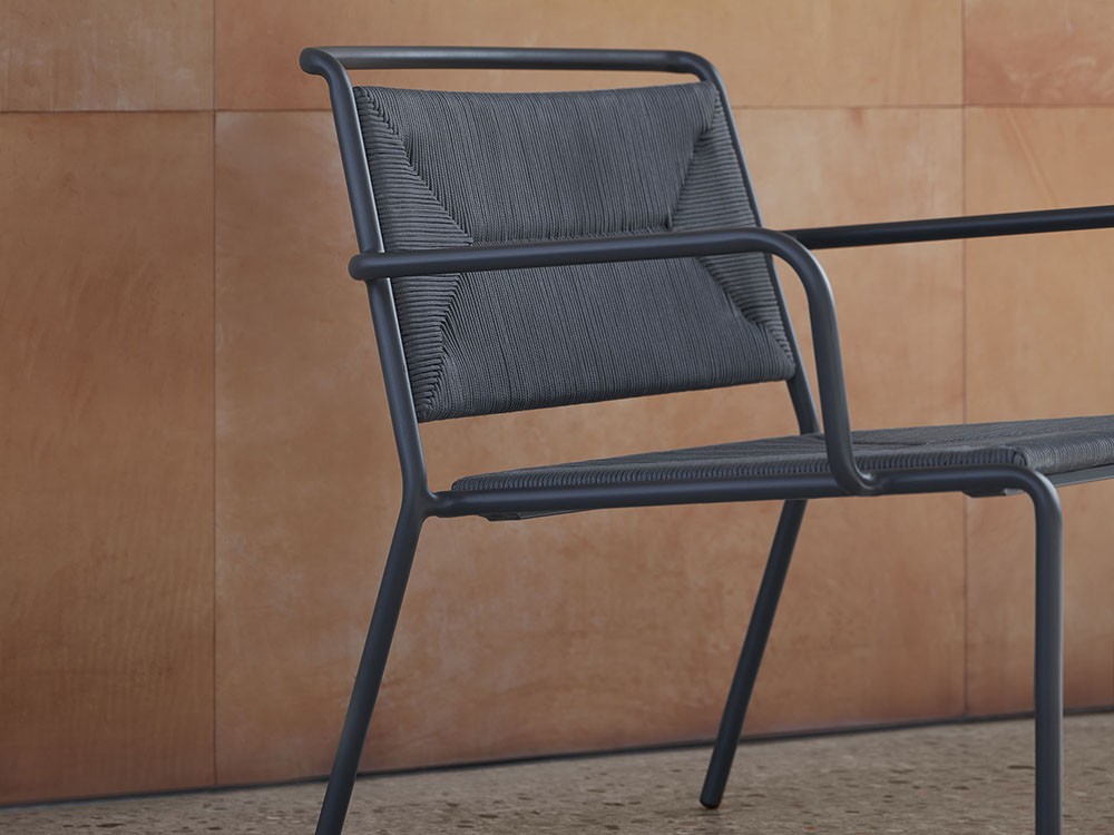 Sillón club apilable para salón exterior de aluminio y cuerda trenzada Summer de Point - 6