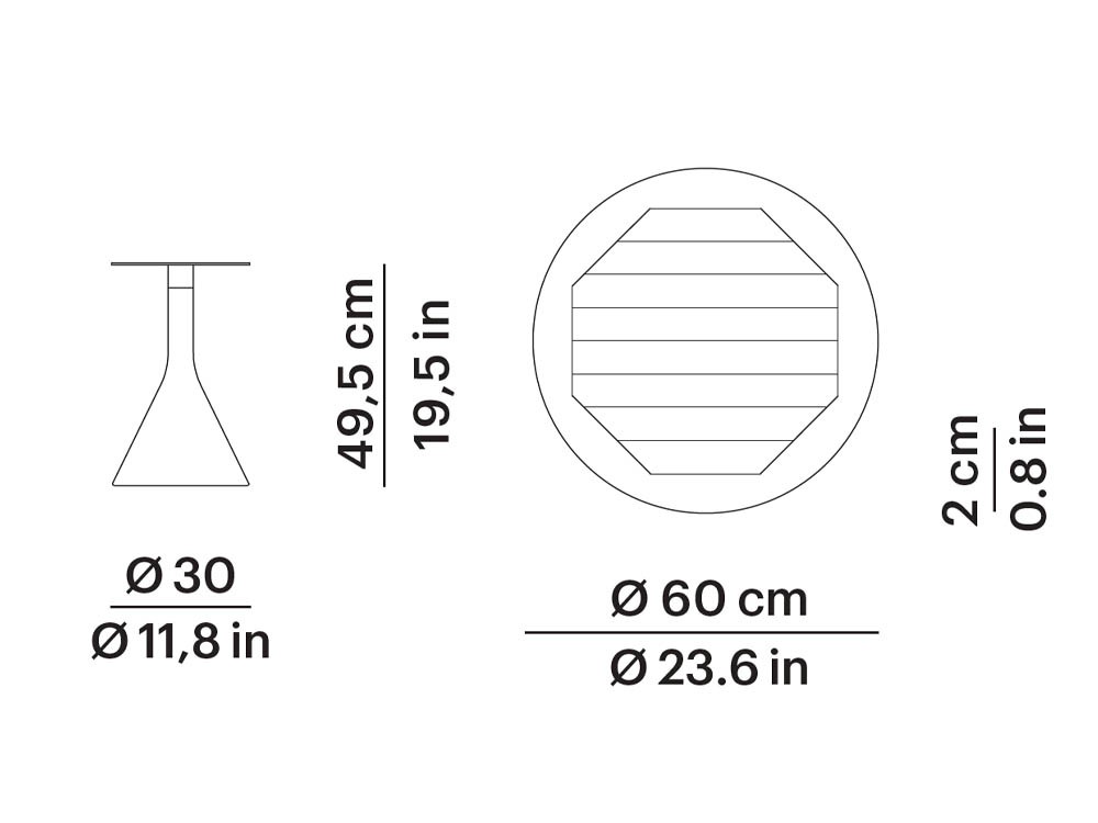 Mesa auxiliar con base de cemento y aluminio y sobre en teca o porcelánico Neck de Point - 4