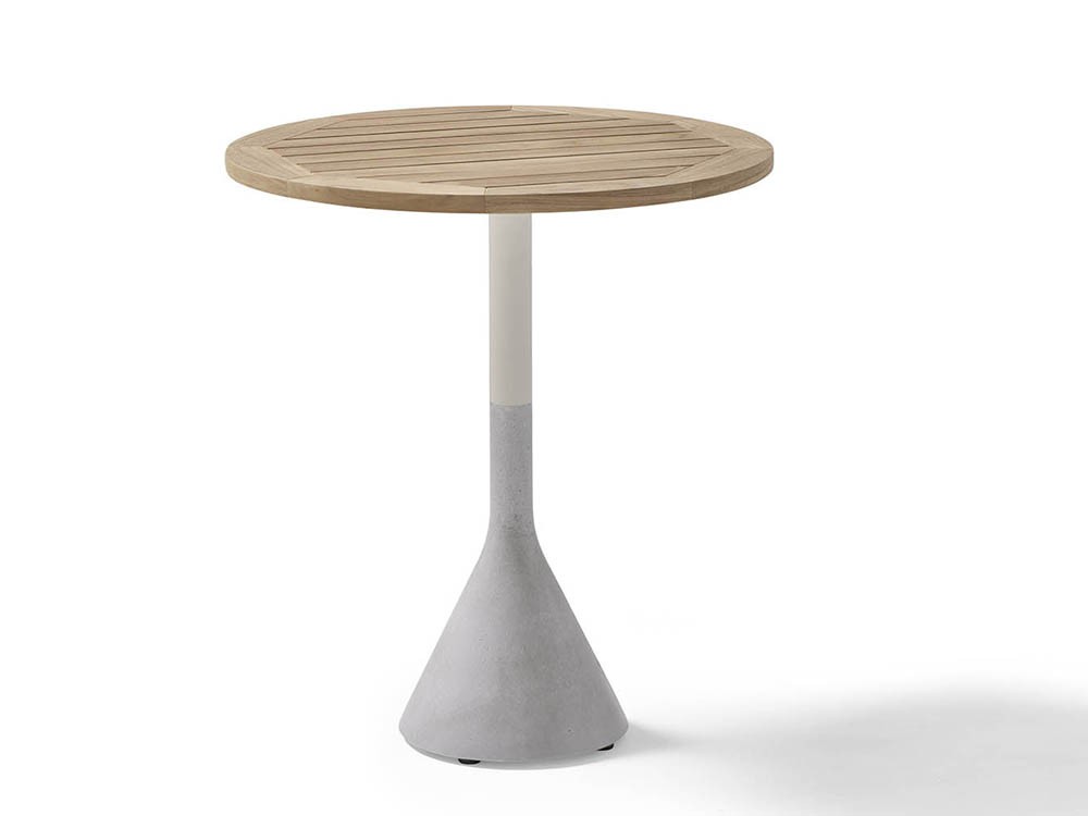 Mesa redonda para comedor exterior de hormigón, aluminio y teca o porcelánico Neck de Point - 4