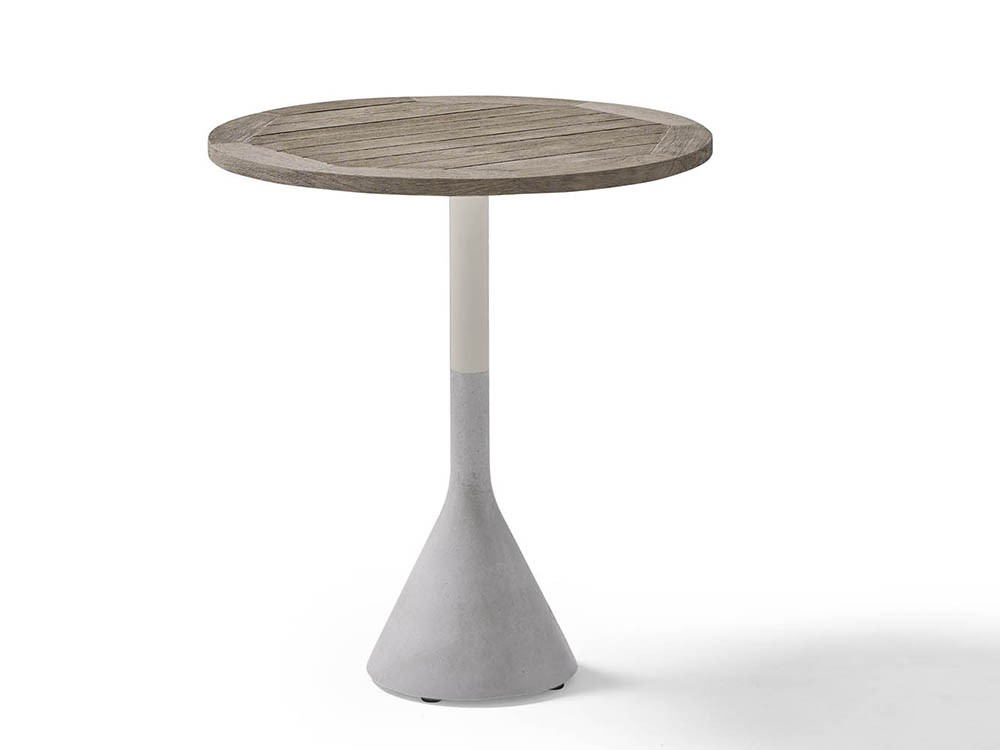 Mesa redonda para comedor exterior de hormigón, aluminio y teca o porcelánico Neck de Point - 5