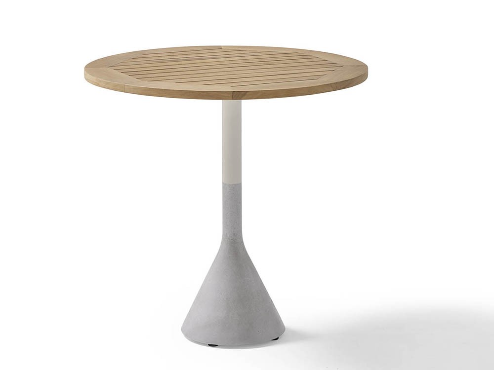 Mesa redonda para comedor exterior de hormigón, aluminio y teca o porcelánico Neck de Point - 6