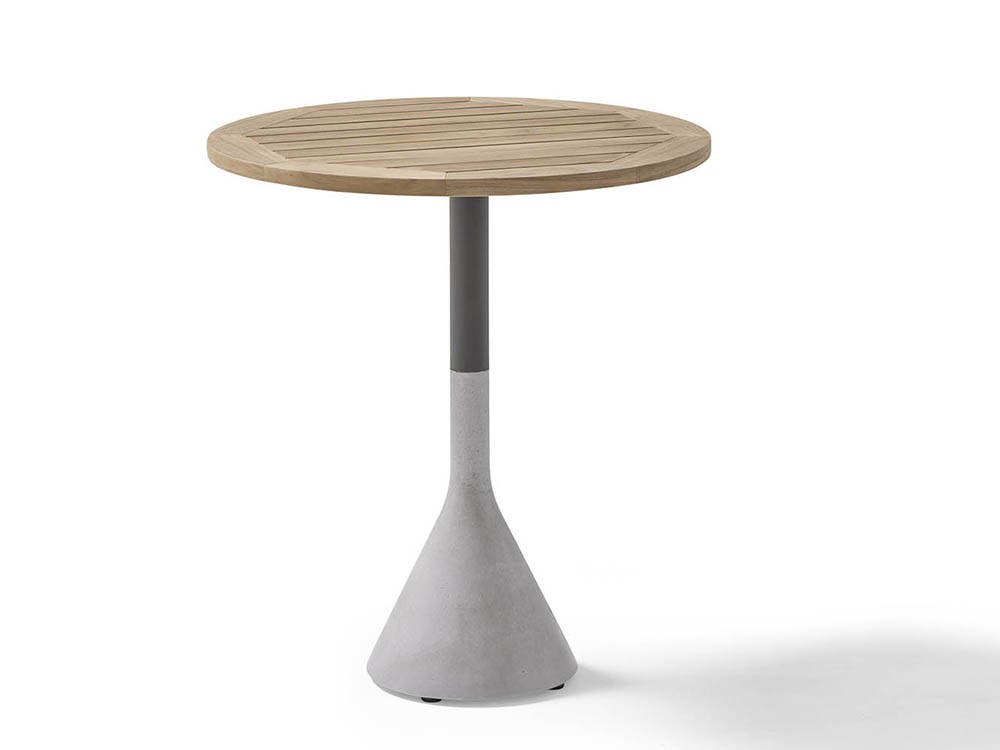 Mesa redonda para comedor exterior de hormigón, aluminio y teca o porcelánico Neck de Point - 2