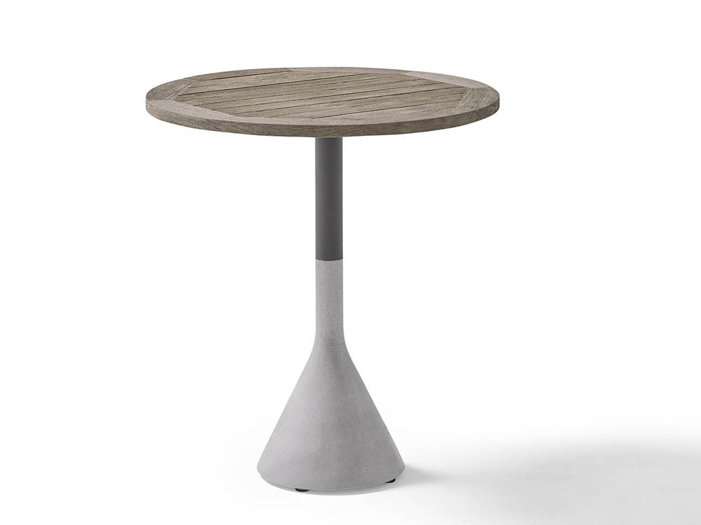 Mesa redonda para comedor exterior de hormigón, aluminio y teca o porcelánico Neck de Point - 3
