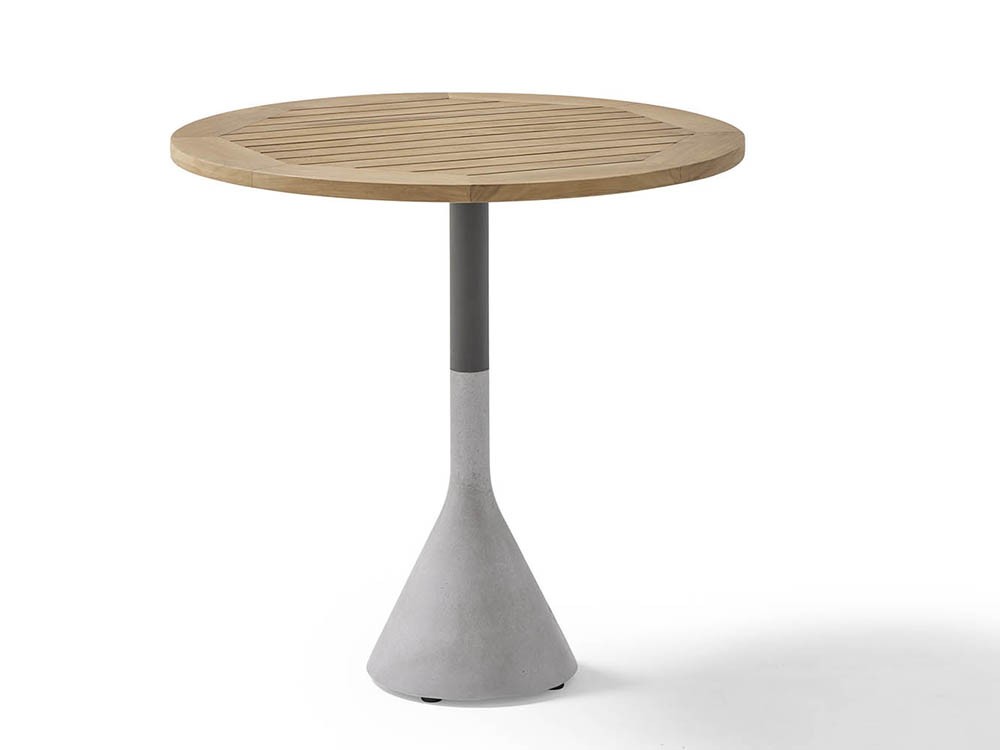 Mesa redonda para comedor exterior de hormigón, aluminio y teca o porcelánico Neck de Point - 8