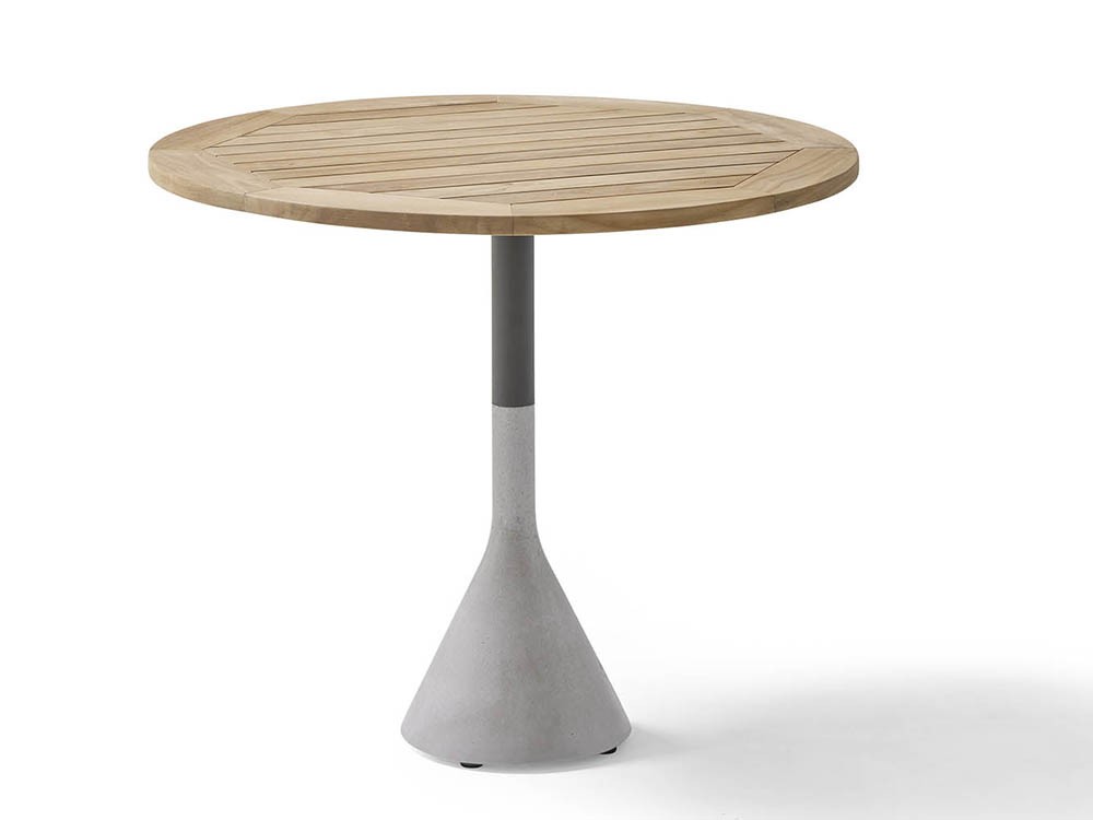 Mesa redonda para comedor exterior de hormigón, aluminio y teca o porcelánico Neck de Point - 9