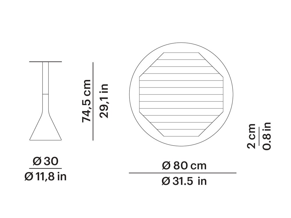Mesa redonda para comedor exterior de hormigón, aluminio y teca o porcelánico Neck de Point - 13