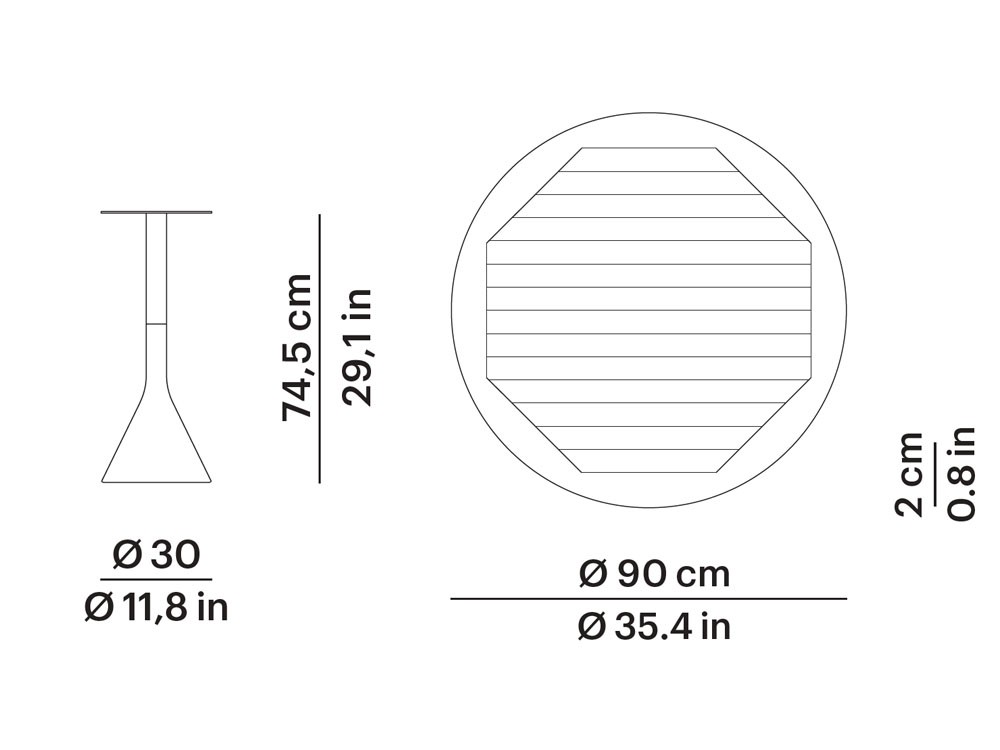 Mesa redonda para comedor exterior de hormigón, aluminio y teca o porcelánico Neck de Point - 15