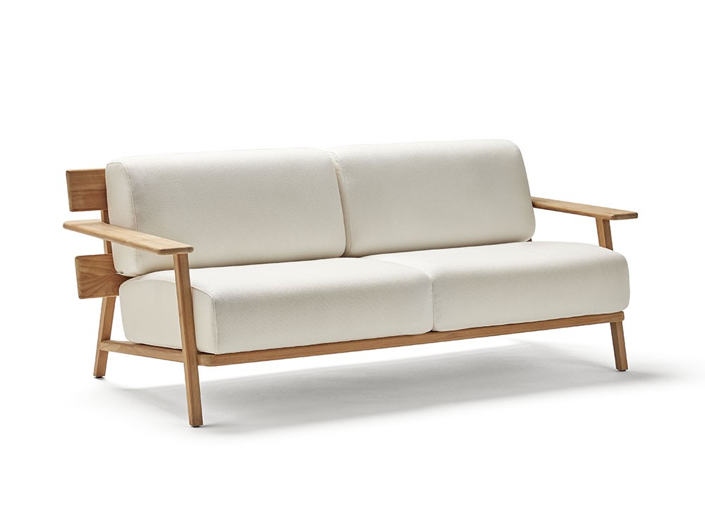 Sofá de dos o tres plazas para salón exterior de madera de teca Paralel Point - 2