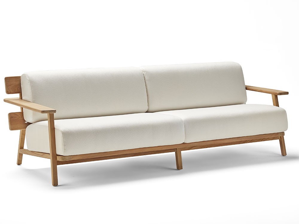 Sofá de dos o tres plazas para salón exterior de madera de teca Paralel Point - 8