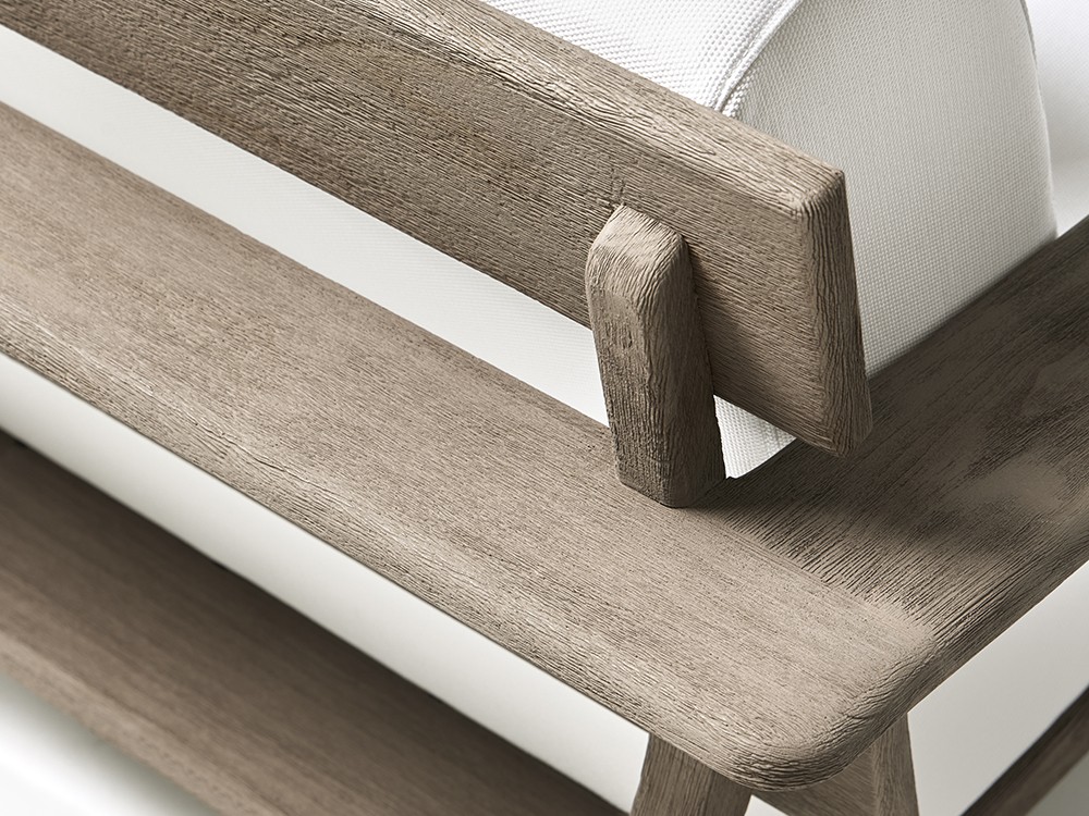 Sofá de dos o tres plazas para salón exterior de madera de teca Paralel Point - 13