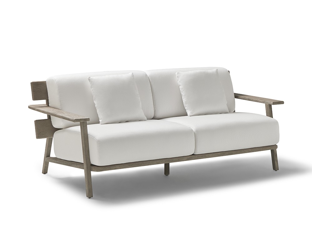 Sofá de dos o tres plazas para salón exterior de madera de teca Paralel Point - 6