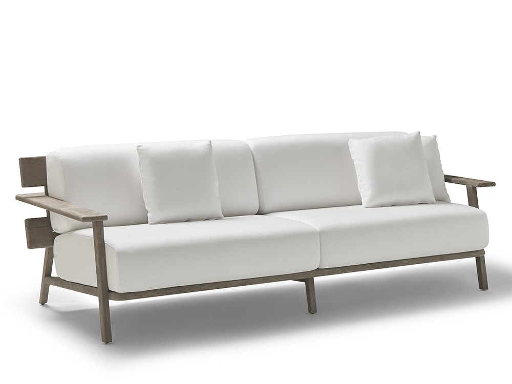 Sofá de dos o tres plazas para salón exterior de madera de teca Paralel Point - 12