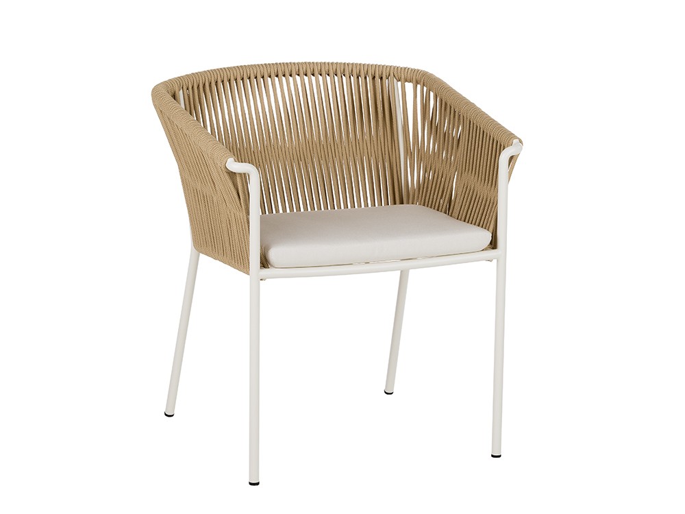 Sillón con brazos para comedor exterior de aluminio y cuerda trenzada Weave de Point - 1