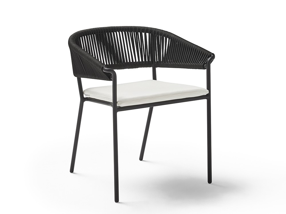 Silla para comedor exterior con brazos de aluminio y cuerda trenzada Weave Point - 1
