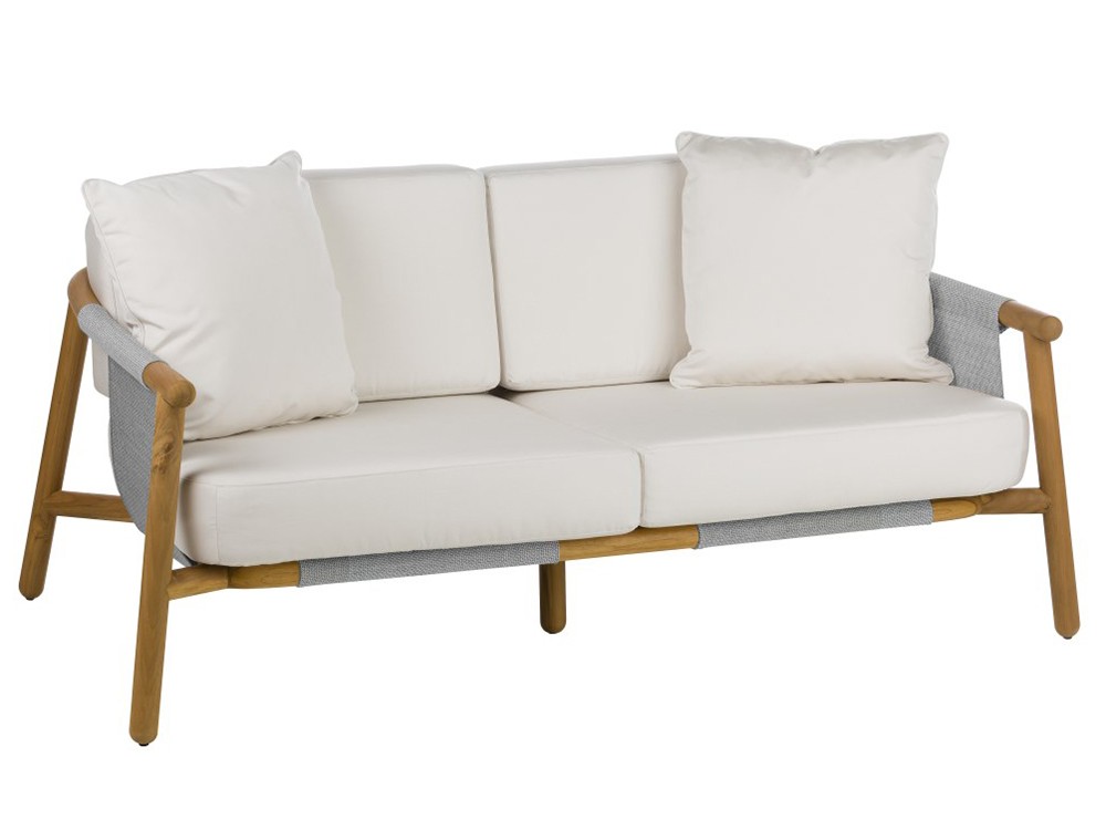 Sofá de dos o tres plazas para salón exterior de madera de teca y batyline Hamp de Point - 4