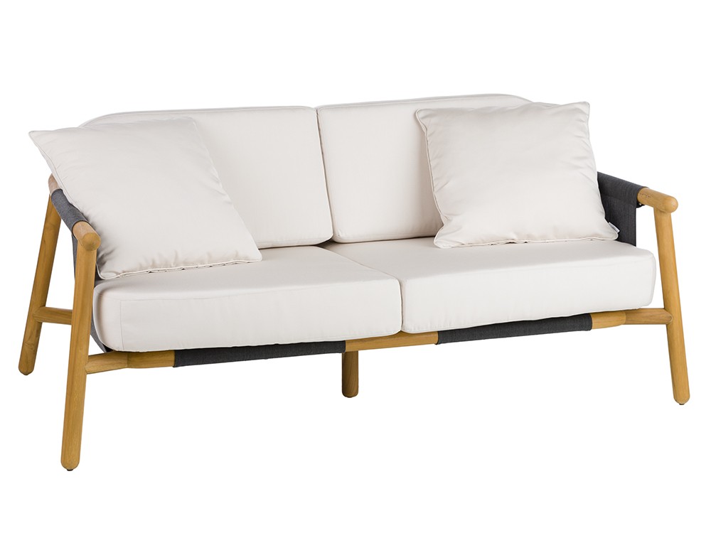 Sofá de dos o tres plazas para salón exterior de madera de teca y batyline Hamp de Point - 2