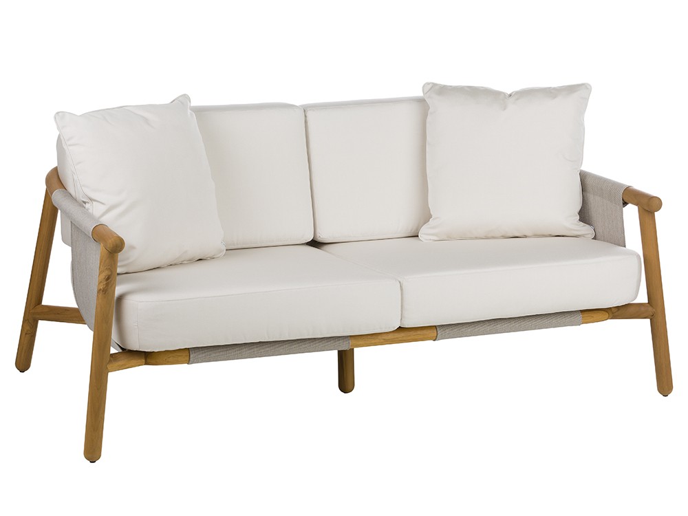 Sofá de dos o tres plazas para salón exterior de madera de teca y batyline Hamp de Point - 1
