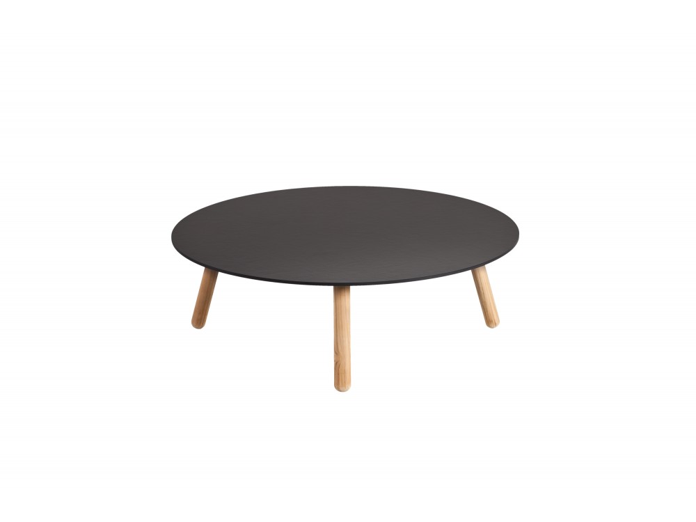 Mesa de centro para salón exterior de madera de teca y hpl o porcelánico Round de Point - 1