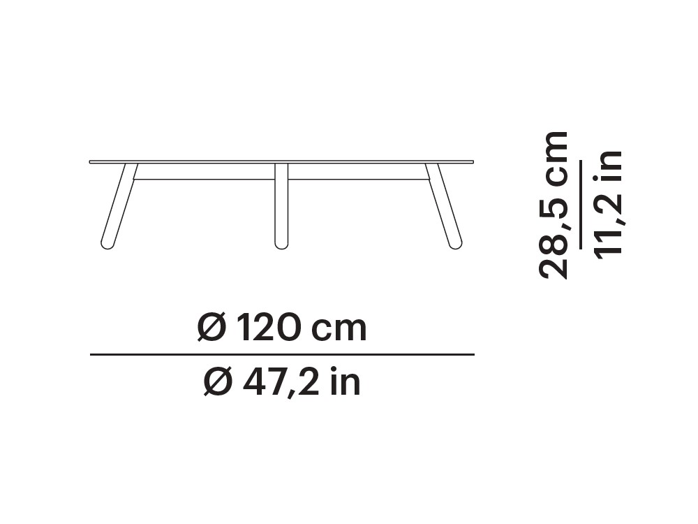Mesa de centro para salón exterior de madera de teca y hpl o porcelánico Round de Point - 4