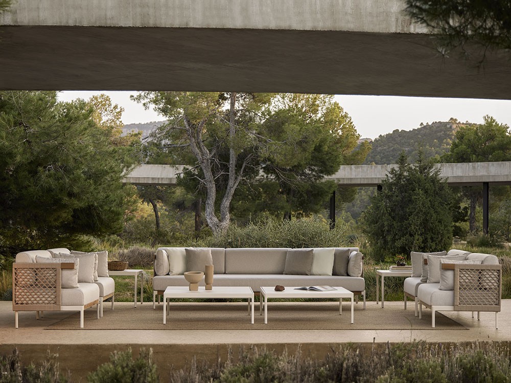 Mesa de centro cuadrada para salón exterior de aluminio con sobre en aluminio, hpl o porcelánico Legacy de Point - 1