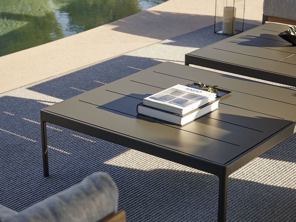 Mesa de centro cuadrada para salón exterior de aluminio con sobre en aluminio, hpl o porcelánico Legacy de Point - 9