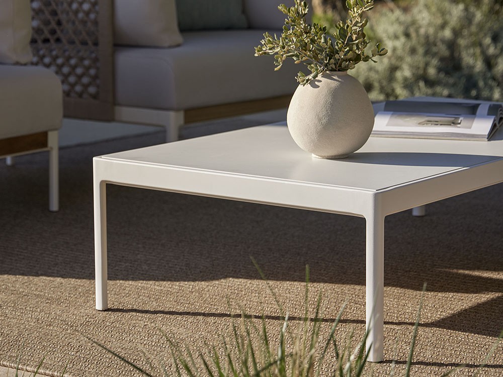 Mesa de centro cuadrada para salón exterior de aluminio con sobre en aluminio, hpl o porcelánico Legacy de Point - 10