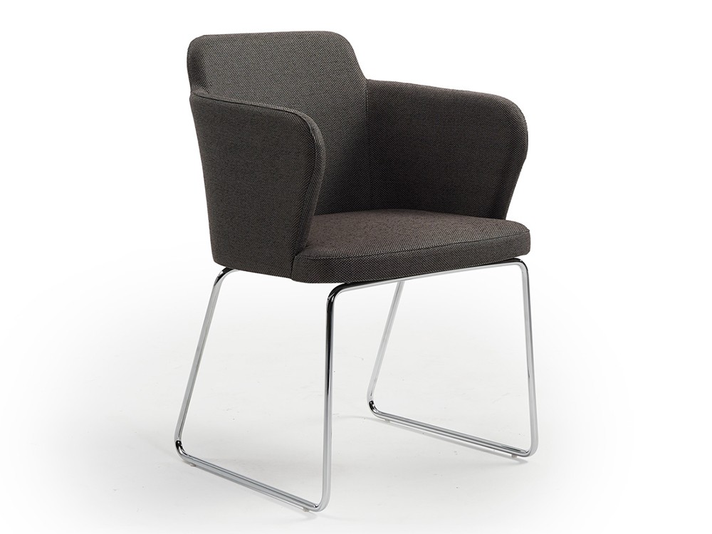 Sillón tapizado con patas metálicas en patín Evia PP Doos - 3