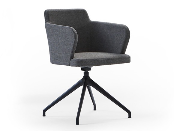 Sillón tapizado giratorio Evia GA con auto-retorno tapizada de Doos - 1