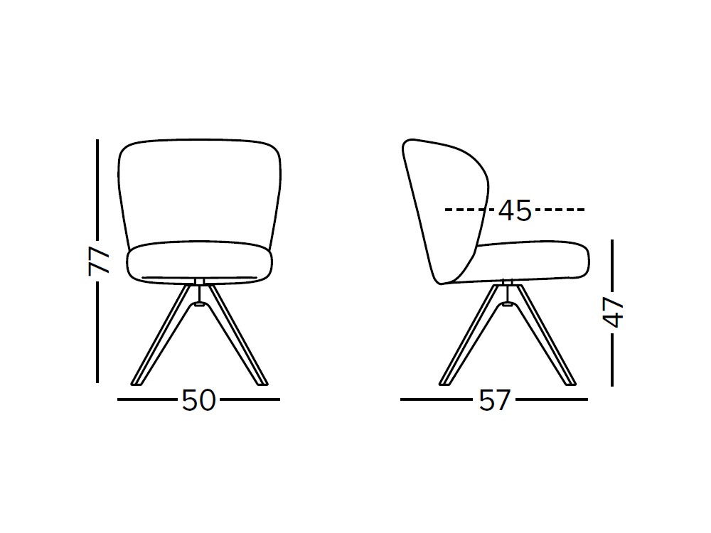 Silla de comedor giratoria Neo GM con base de madera y asiento tapizado de Doos - 3