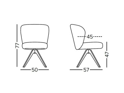 Silla de comedor giratoria Neo GM con base de madera y asiento tapizado de Doos - 3