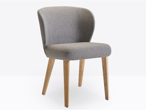 Silla de comedor Neo MF con patas de madera de fresno y asiento tapizado de Doos - 1