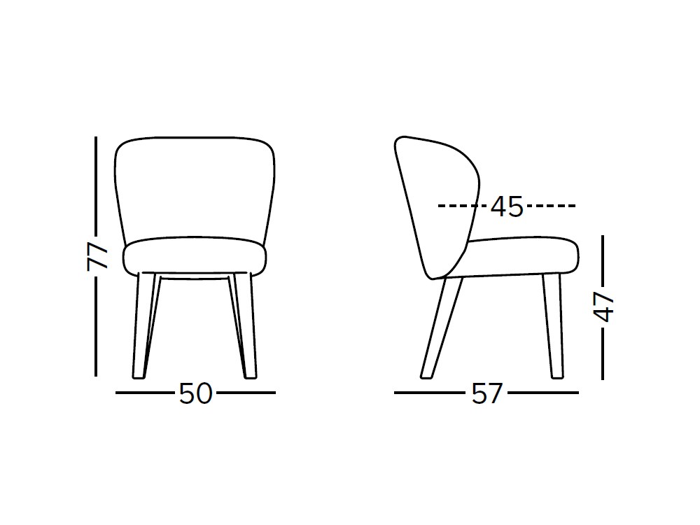 Silla de comedor Neo MF con patas de madera de fresno y asiento tapizado de Doos - 3