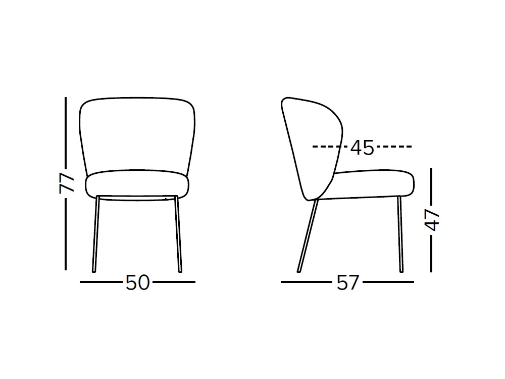 Silla de comedor Neo PH con base de metal y asiento tapizado Doos - 3