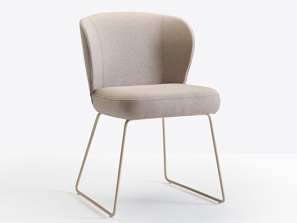 Silla de comedor con base trineo de metal y asiento tapizado Neo PP de Doos - 1