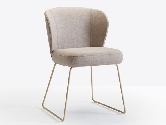 Silla de comedor con base trineo de metal y asiento tapizado Neo PP de Doos - 1