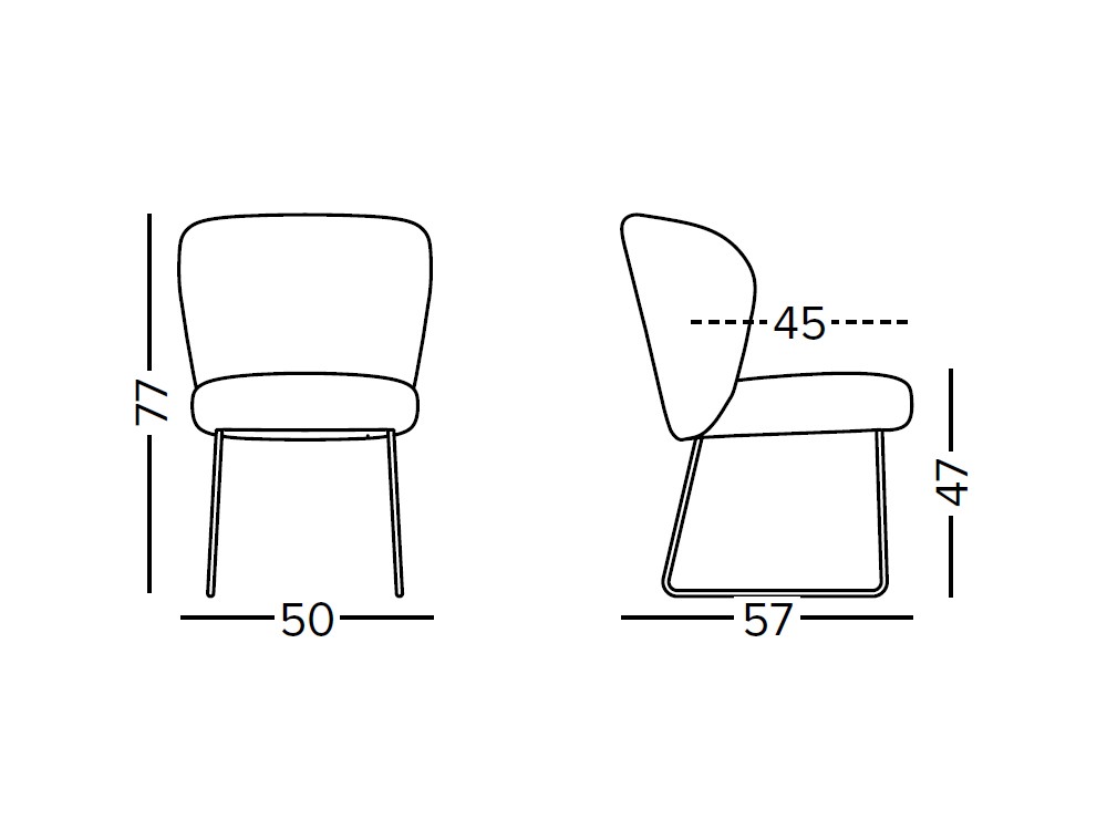 Silla de comedor con base trineo de metal y asiento tapizado Neo PP de Doos - 3