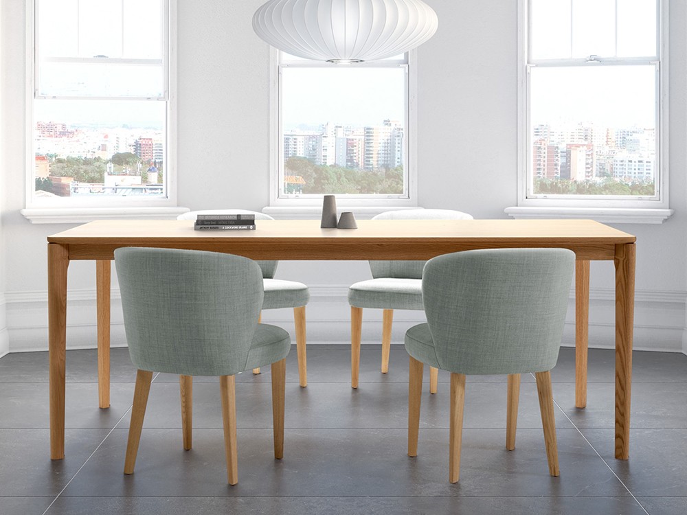 Silla de comedor Neo MF con patas de madera de fresno y asiento tapizado de Doos - 4