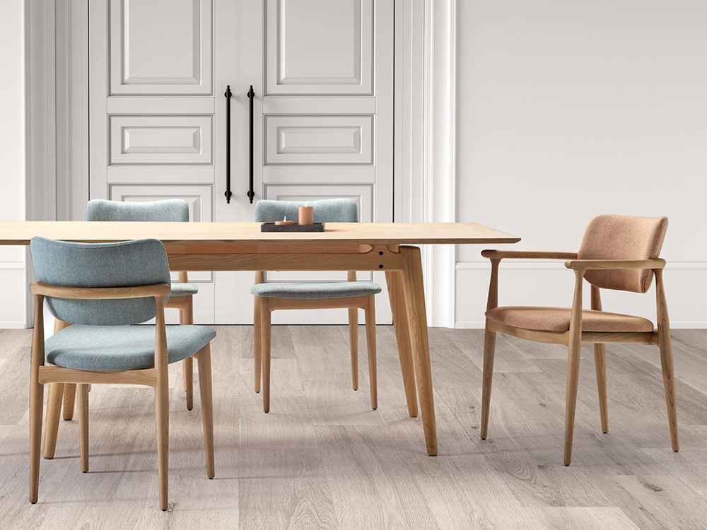 Silla Finn de madera de fresno con asiento y respaldo tapizados de Doos - 3