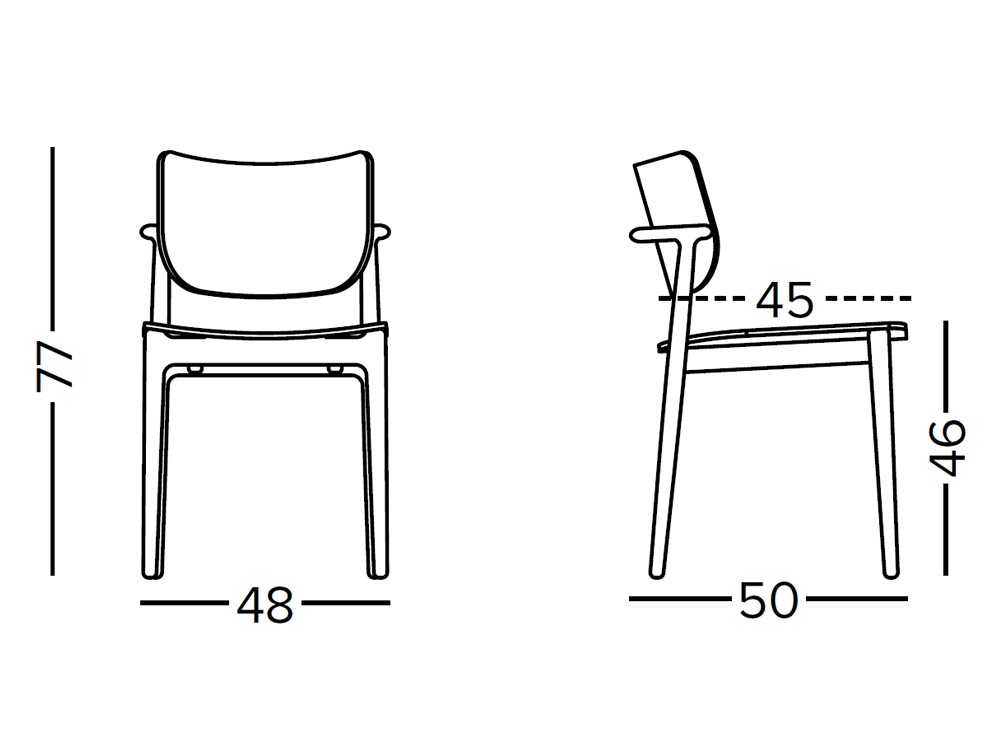 Silla Finn de madera de fresno con asiento y respaldo tapizados de Doos - 4