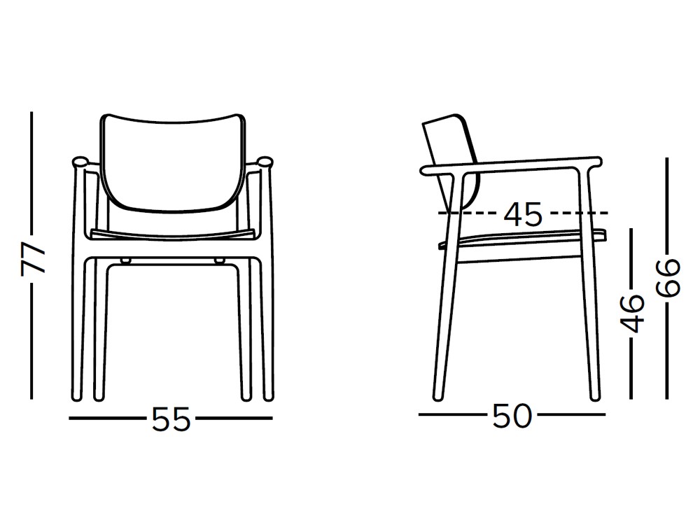 Silla con brazos Finn de madera de fresno con asiento y respaldo tapizados de Doos - 4