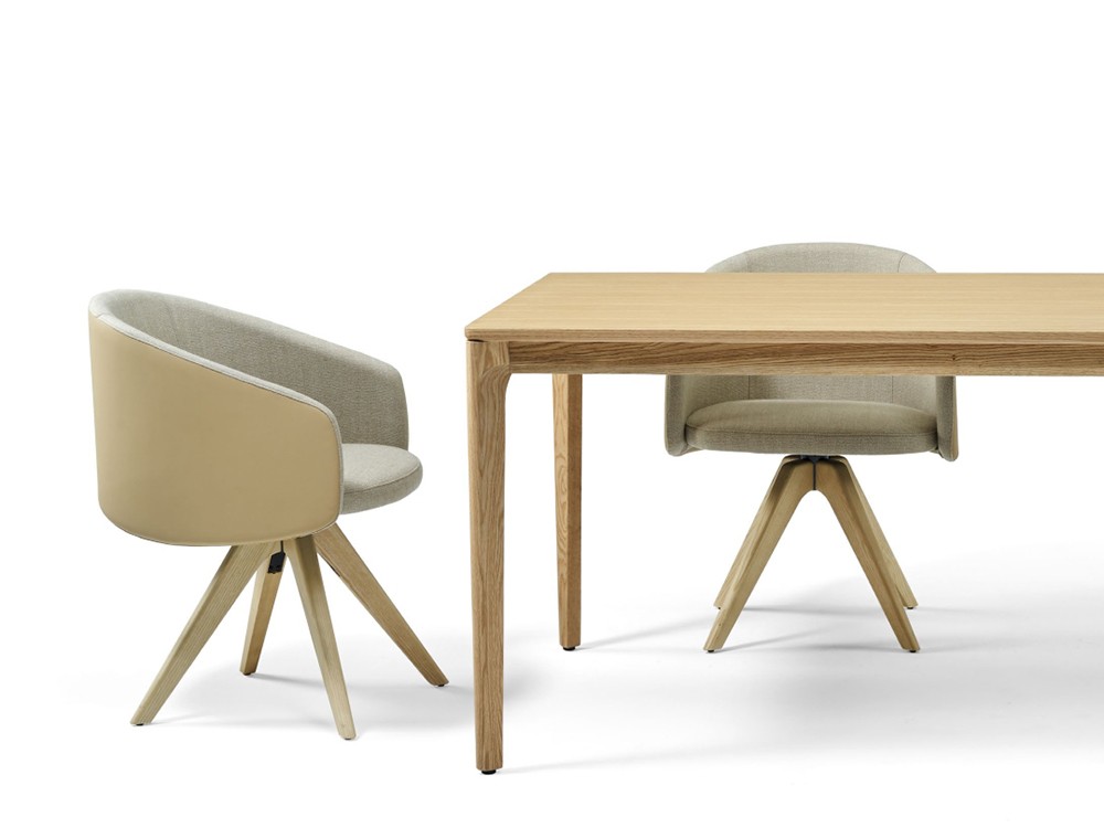 Silla giratoria Blur GM con patas de madera de Doos - 3