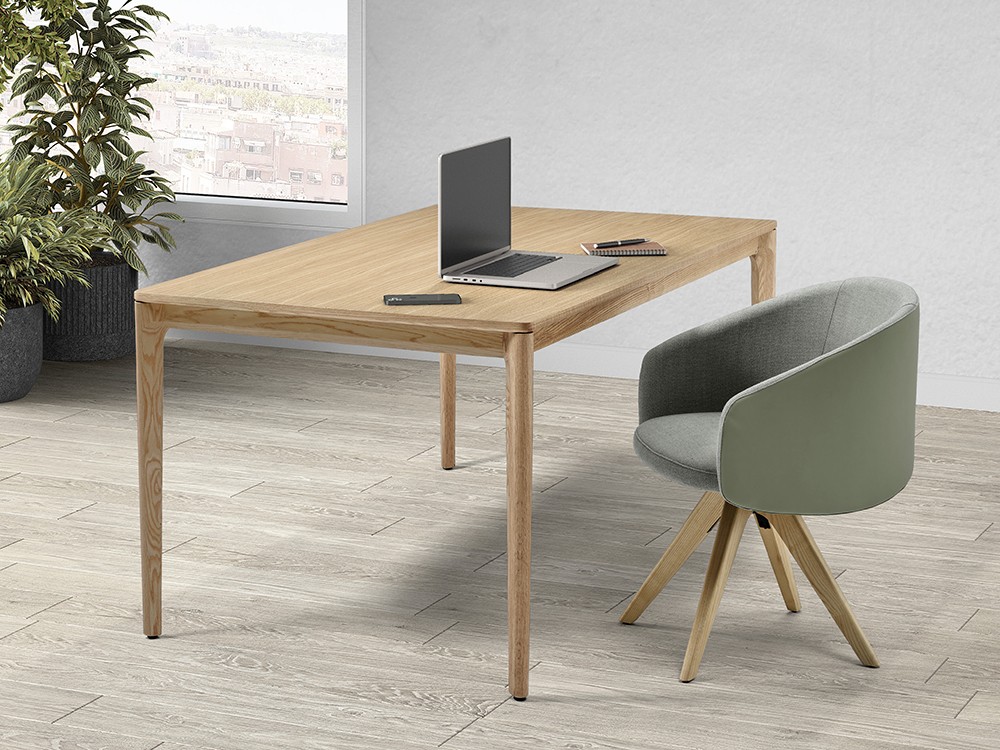 Silla giratoria Blur GM con patas de madera de Doos - 2