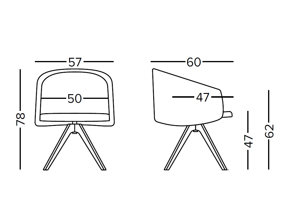 Silla giratoria Blur GM con patas de madera de Doos - 5
