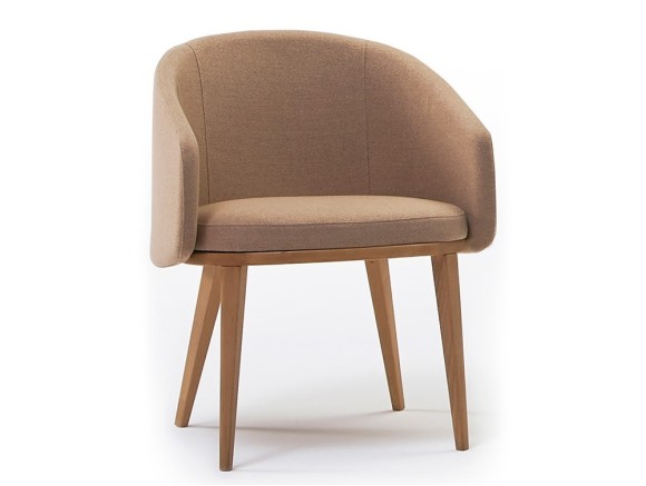 Silla de comedor Blur MF con asiento tapizado y patas de madera de fresno de Doos - 1