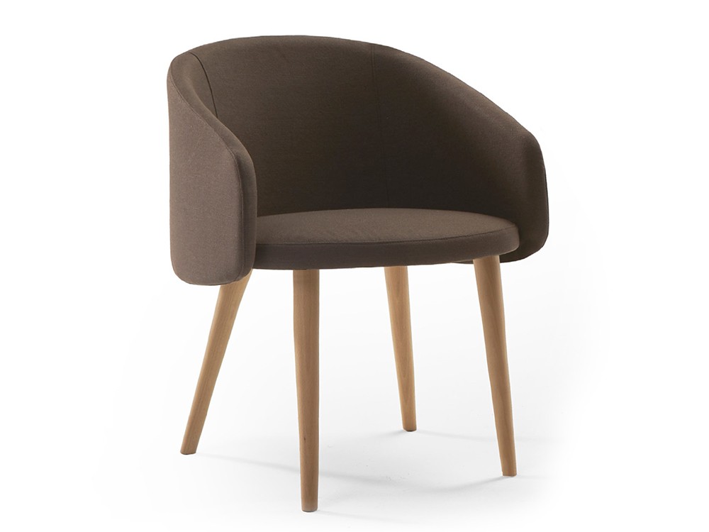 Silla Blur MR con asiento tapizado y patas de madera de fresno de Doos - 1