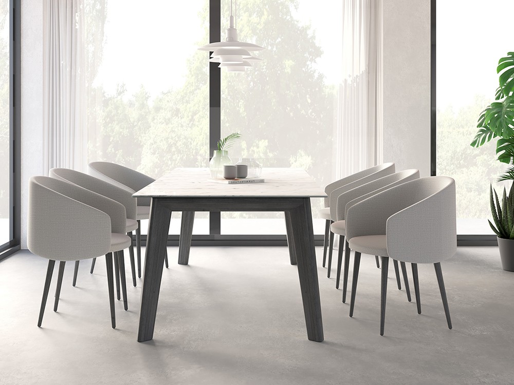 Silla Blur MR con asiento tapizado y patas de madera de fresno de Doos - 2