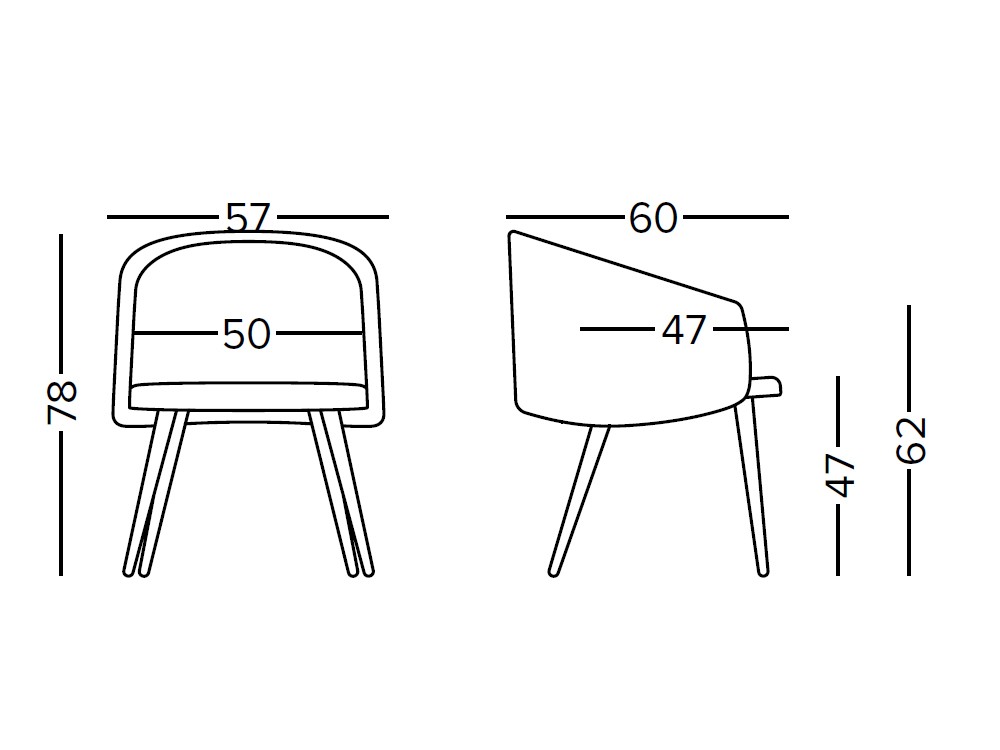 Silla Blur MR con asiento tapizado y patas de madera de fresno de Doos - 3